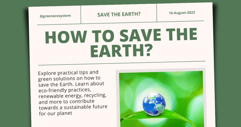How to save the Earth