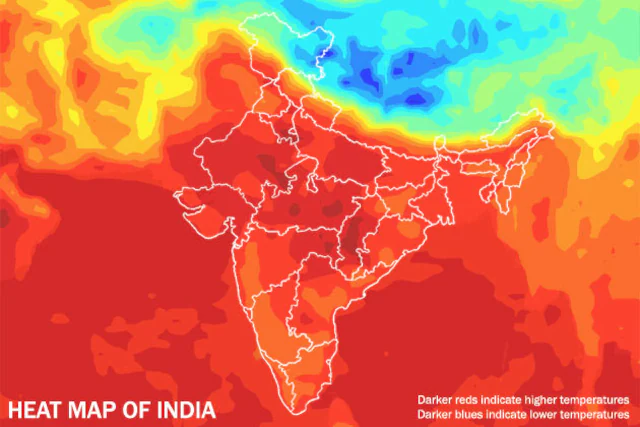 summer temperature heat map of india 630 290513
